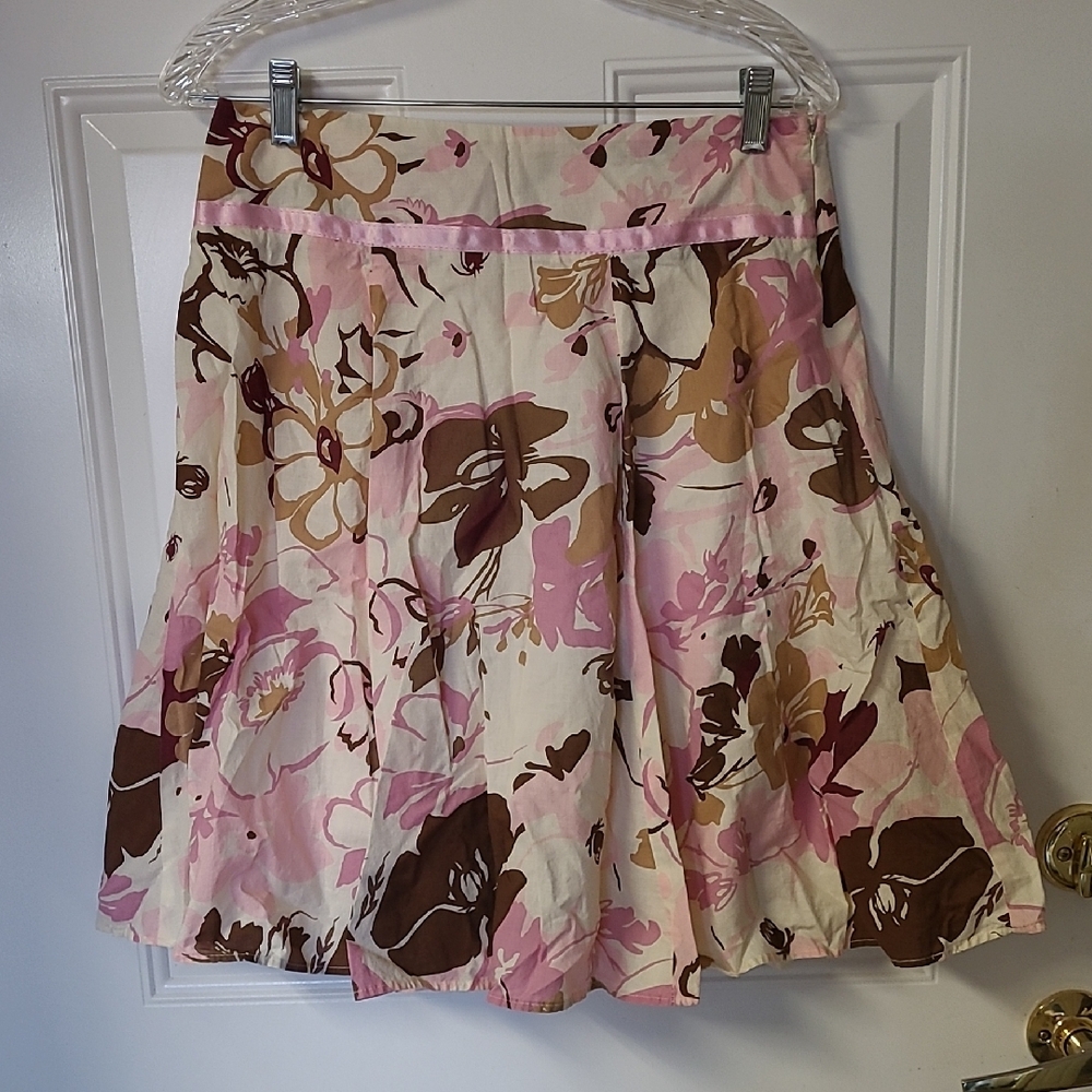 Pink and Brown Pleated Mini Skirt for Casual Wear
